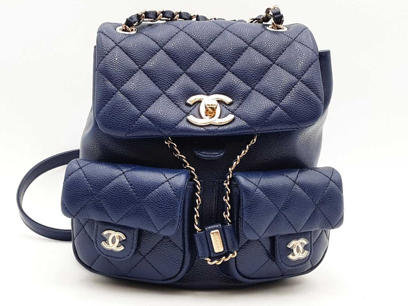 Chanel Duma Caviar Medium Backpack Blue Aa0725pezxsa