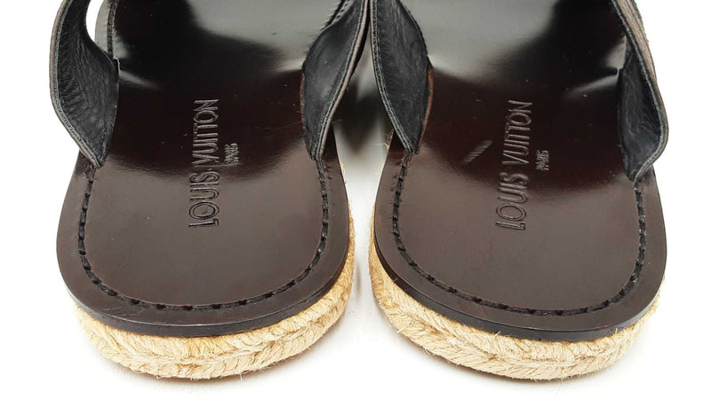 Louis Vuitton Canvas & Leather Espadrilles Slide Sandals Size 7 Men's Fw0725crdu