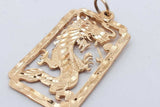 14k Yellow Gold Rectangle Dragon Pendant 2.4 Grams Eb0326lrxsa