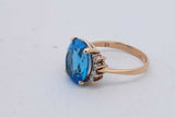 Blue Gemstone & Diamond Ring In 14k Yellow Gold 4 Grams Size 6.5 Eb0826sxsa
