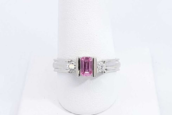 Pink Gemstone & Diamond Ring In 14k White Gold 5 Grams Size 9.5 Eb0924pxzsa