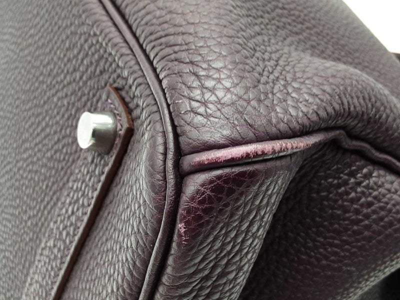 Hermes Birkin 35 Raisin Purple Clemence Palladium Hardware Handbag Do0825exzxde