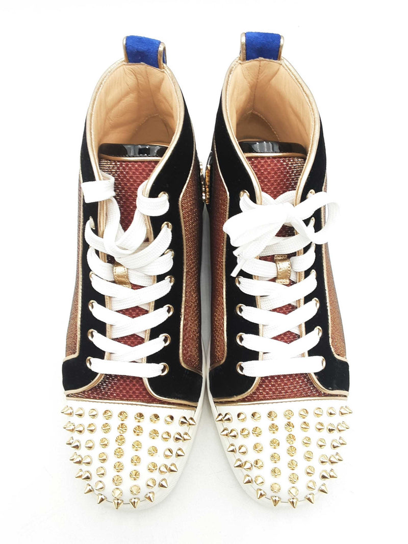 Christian Louboutin Lou Spikes Orlato Flat Mesh Tech Size 40 Sd0425oxzsa