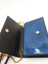Yves Saint Laurent Blue Glitter Patent Leather Kate Tassel Crossbody Eb0226wrxsa