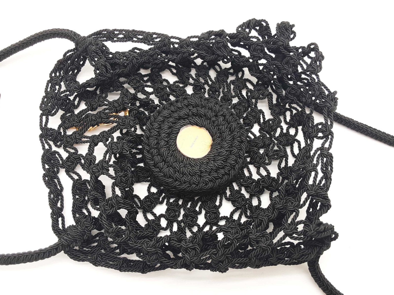 Saint Laurent Ysl Small Black Crochet Shopper Shoulder Tote Bag