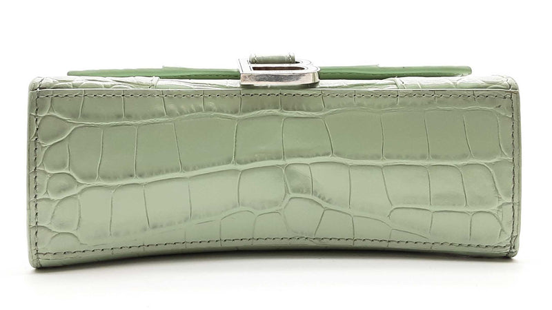 Balenciaga Hourglass Mint Green Croc Embossed Leather Crossbody Bag Lh0824rxzde