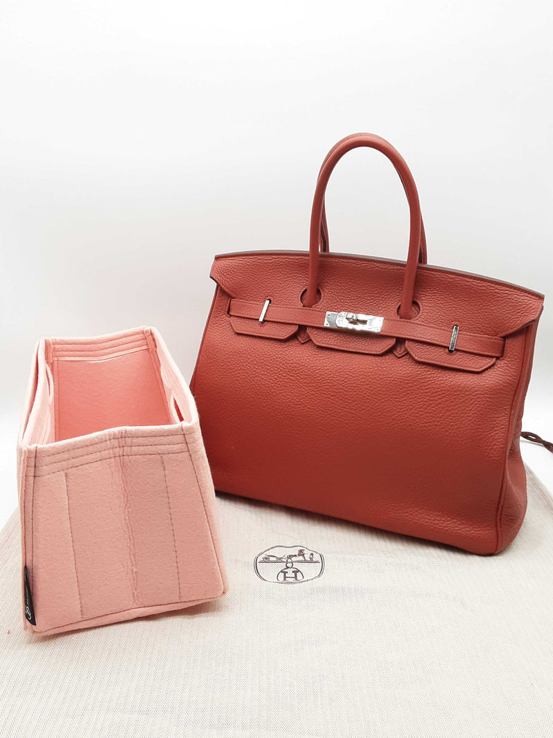 Hermes Birkin 35 Rouge Grenat Red Clemence Palladium Handbag Do0323crxzde