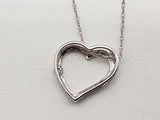 0.01 Carat Diamond 10k White Gold 1.3g Heart Pendant Chain 18.5 In Do0426ixde