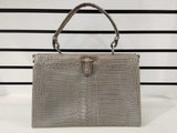 Bottega Veneta Frame Gray Crocodile Top Handle Handbag Vc0926ozxzmia
