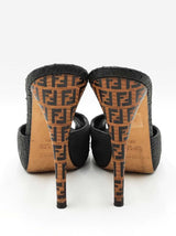 Fendi Peep-toe Mules In Black Python-embossed Leather Size It 38.5 Fw0726rxdu