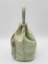 Prada Duet Bucket Bag In Acqua Green Renylon & Saffiano Leather Fw0326ixzdu