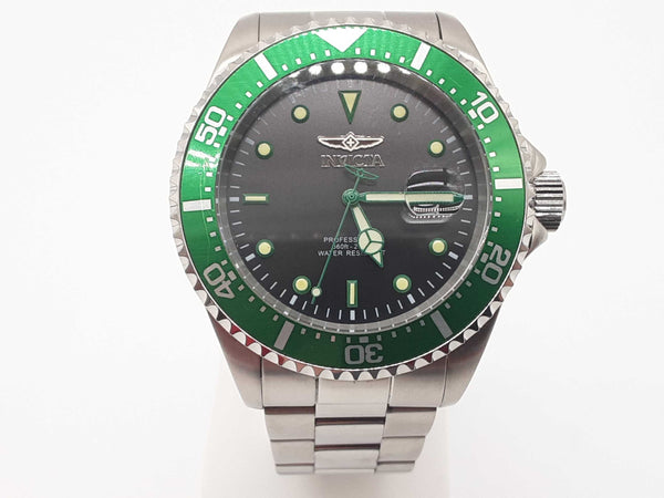 Invicta 25714 43 Pro Diver Green Bezel Black Dial Steel Quartz Watch Do1025exde