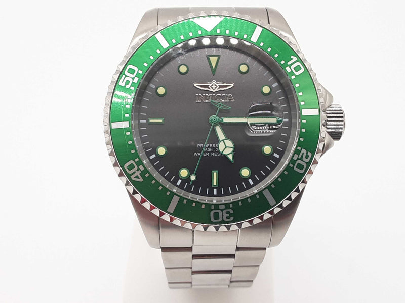 Invicta 25714 43 Pro Diver Green Bezel Black Dial Steel Quartz Watch Do1025exde