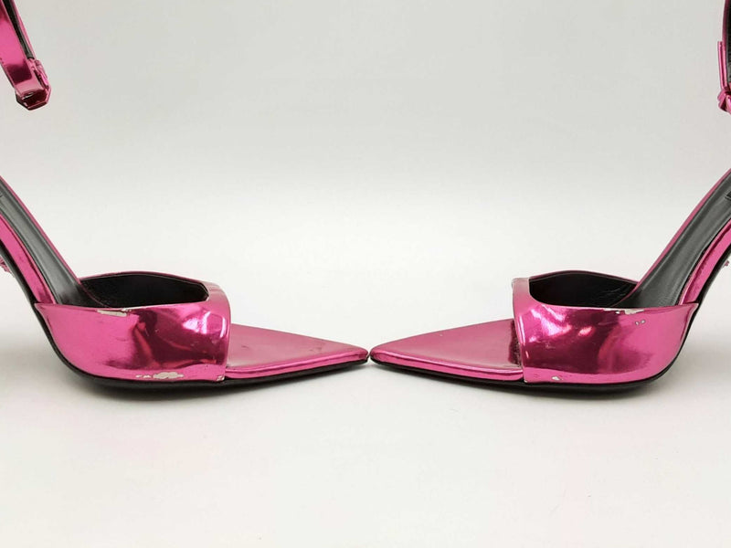 Versace Pinpoint Stiletto Heel Sandals In Mirrored Fuschia Size Eu 39 Fw0225rzdu