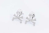 Skull & Crossbones Stud Earrings With Diamonds In 14k White Gold 1.6g Eb1225sxdu