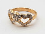 0.29 Cttw Natural Diamonds 18k Yg 3.2g Triple Heart Ring Size 4.5 Do0726wxzde