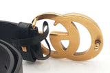 Gucci Black Leather Belt With Gold-tone Gg Buckle Size 80/32 Eb0426lrxsa