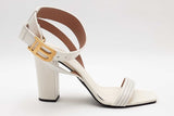 Balmain White Leather Ankle Strap Sandals Size 38.5 Eb0626lxzsa