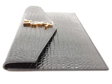 Yves Saint Laurent Uptown Pouch Black Croc Embossed Leather Clutch Do0726orxde