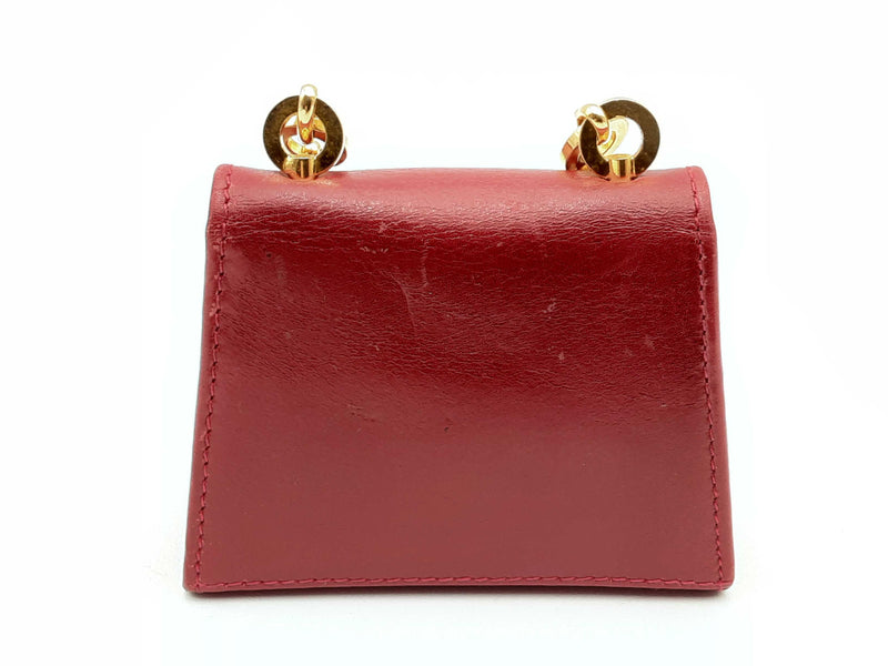 Salvatore Ferragamo Red Leather Chain-linked Mini Shoulder Bag Fw 1024crsa