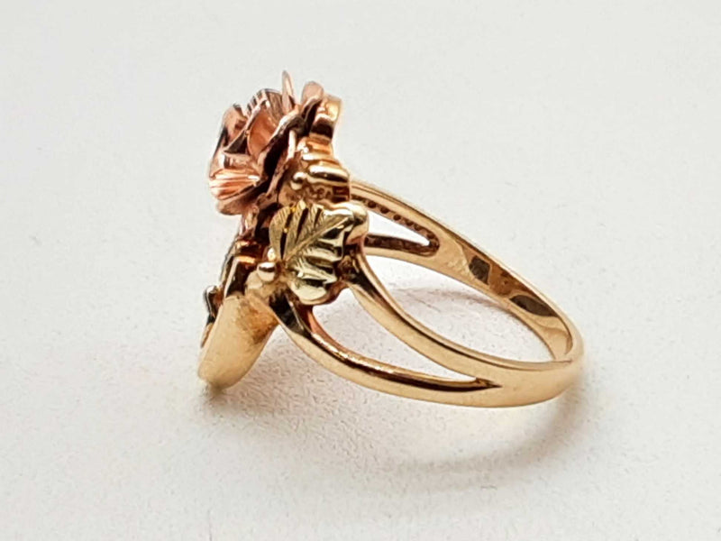 10k Two-tone Yellow Rose Gold 3.4g Rose Ring Size 6.25 Do1024exde