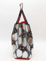 Christian Louboutin Cabarock Snake Embossed Silver Metallic Tote Bag Eb0326exzde