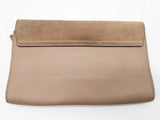 Chloe Faye Taupe Beige Gray Suede Leather Chain Clutch Do0925crde