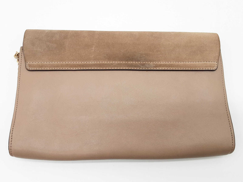 Chloe Faye Taupe Beige Gray Suede Leather Chain Clutch Do0925crde