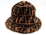 Fendi Zucchino Ff Brown Shearling Fur Bucket Hat Do0326orxde