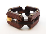 Fendi Wood  & Leather Link Bracelet 77.2 Grams Fw0125lxzdu