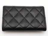 Chanel Quilted Caviar Metal Perforated Cc Flap Black Wallet Aa0826pzxsa
