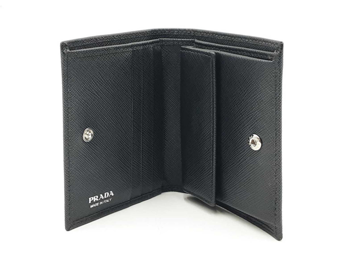 Prada Black Saffiano Leather Compact Bifold Wallet