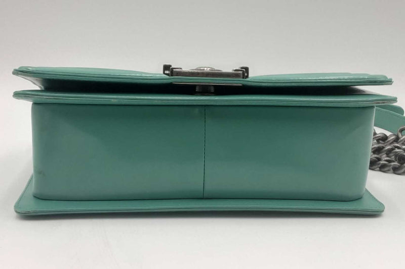 Chanel Teal Leather Boy Flap Shoulder Bag Eb1223oxxzsa