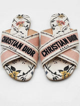 Christian Dior Dway Crossover Strap Canvas Slides Size 37.5 Eb1125crdu
