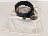 Versace La Medusa Navy Blue Leather Belt Size 90/36 Sd0526rzdu