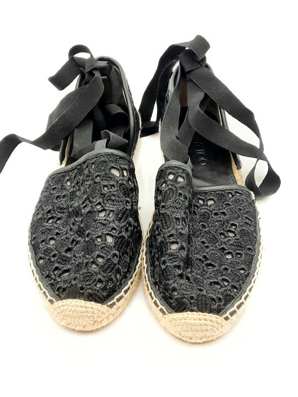 Jimmy Choo Dolphin Embroidered Lace Ankle Lace Up Espadrilles Size 39 Eb0225crsa