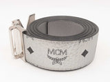 Mcm Claus Logo Misty Gray Reversible Monogram Belt Sd0725lzxsa
