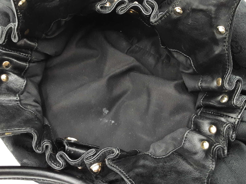 Gucci Studded Pelham Bag In Black Gg Monogram Canvas Fw0825orxdu