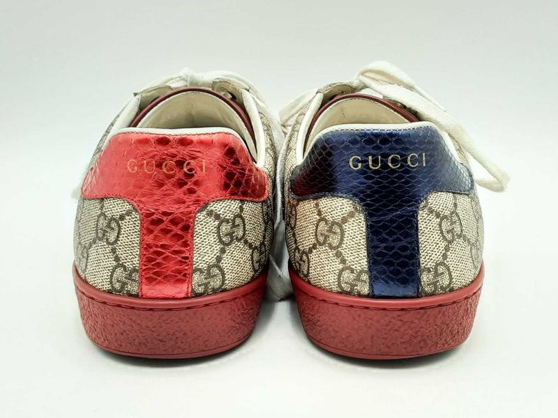 Gucci Ace Blue & Red Web Gg Supreme Monogram Sneakers Size Us9.5 Men Fw1224lrxsa