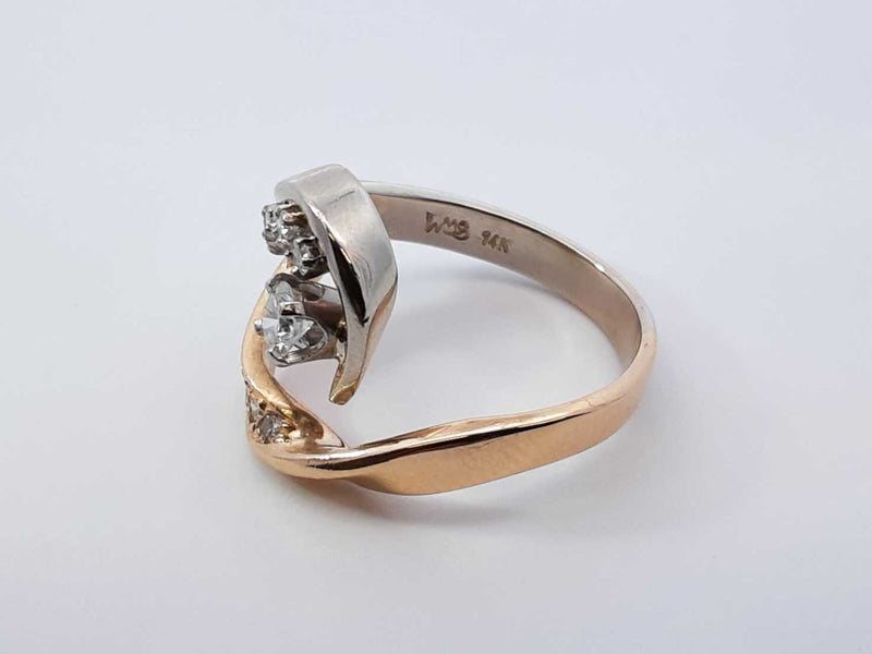 0.85 Cttw Diamond & 14k Two-tone Gold Wave Ring 5.9 Grams Size 7 Fw1025prxdu