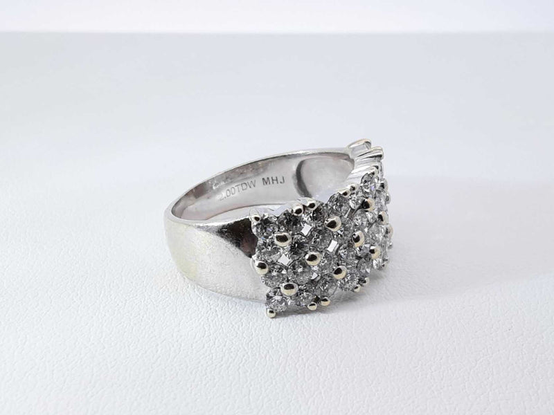 2.0 Cttw Diamond & 14k White Gold Four-row Ring 5.1 Grams Size 8 Fw0925pcsdu