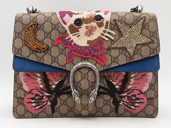 Gucci Gg Supreme Embroidered Dyonysus Cat Multi-color Handbag Aa0525ixzsa