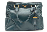 Prada Vitello Teal Leather Tote Bag Eb0526iixde
