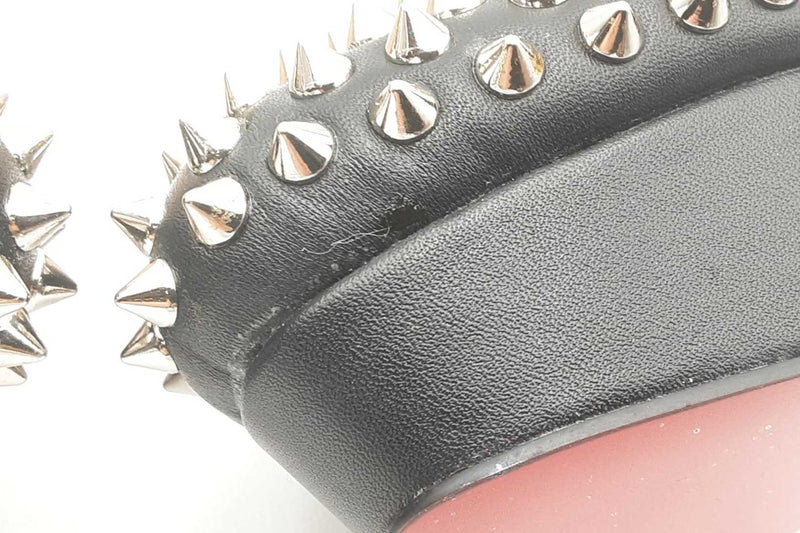 Christian Louboutin Bianca Black Leather Spiked Platform Heels Sz 41 Eb0425lrxsa