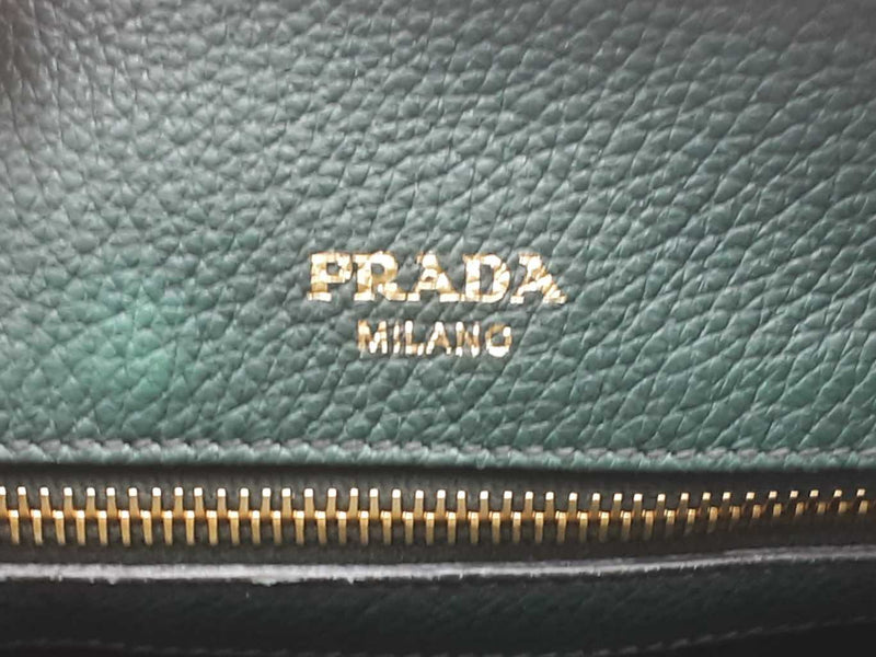 Prada Vitello Daino Tote Green Handbag Aa0825pzxsa