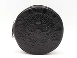Balmain Embossed Black Leather Round Clutch Belt Bag Fw1025orxdu