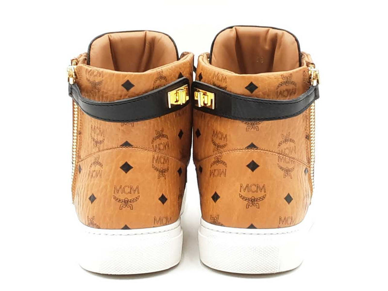 Mcm Classic High Top Sneakers In Visetos Cognac It Size 38 Fw0825crdu