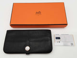 Hermes Dogon Noir Black Clemence Palladium Hardware Wallet Do0426rxzde