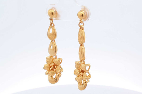 22k Yellow Gold Flower Dangle Earrings 10.5 Grams Ebeb1024rxzsa