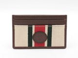 Gucci Web Card Holder Wallet In Beige Linen Fwlordu
